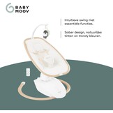 Babymoov Elektrische Baby Swing Swoon Hoop, Inclusief afstandsbediening, Elegant ontwerp, 90° draaibare zitting, comfortabel, 5 schommelbewegingen, programmeerbaar, 8 slaapliedjes, Speelboog, Zand