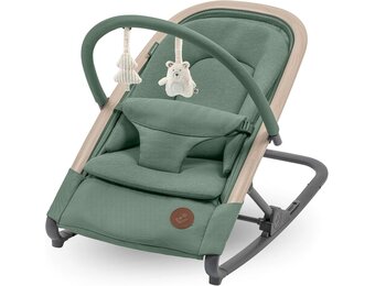 Maxi-Cosi Kori 2-in-1 Baby wipstoel met Speelgoedboog, 0-2 jaar, tot 15 kg, Baby Bouncer, 3 Ligstanden met één Hand, Easy-in Harnas, Lichtgewicht en Compact, 2 Speeltjes, Eco Care, Beyond Green