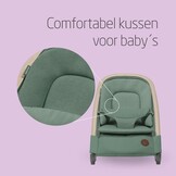Maxi-Cosi Kori 2-in-1 Baby wipstoel met Speelgoedboog, 0-2 jaar, tot 15 kg, Baby Bouncer, 3 Ligstanden met één Hand, Easy-in Harnas, Lichtgewicht en Compact, 2 Speeltjes, Eco Care, Beyond Green