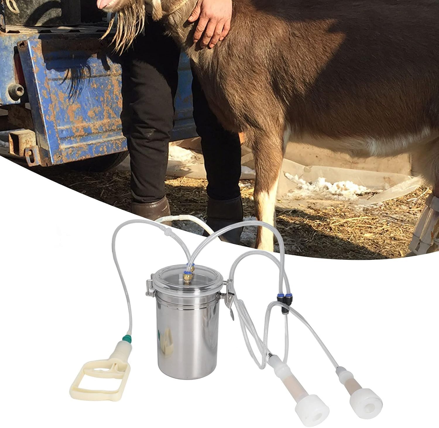 Handmatige Geitenmelkmachine 2L RVS - Draagbaar & Moeitebesparend | 34% Korting