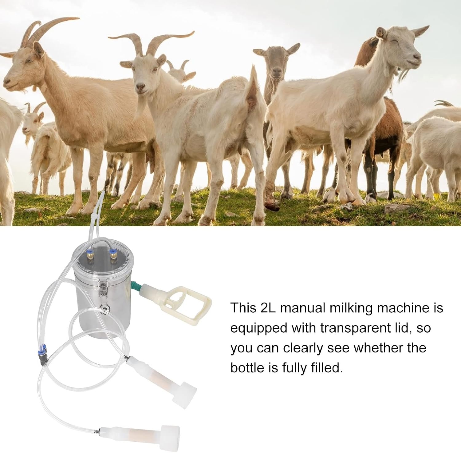 Handmatige Geitenmelkmachine 2L RVS - Draagbaar & Moeitebesparend | 34% Korting