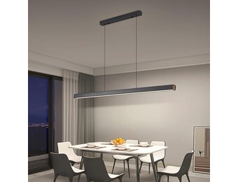 Mikeru Moderne LED Hanglamp 150 cm - Zwart - Dimbare Keukenlamp met Afstandsbediening