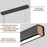 Mikeru Moderne LED Hanglamp 150 cm - Zwart - Dimbare Keukenlamp met Afstandsbediening