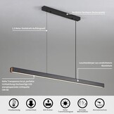 Mikeru Moderne LED Hanglamp 150 cm - Zwart - Dimbare Keukenlamp met Afstandsbediening