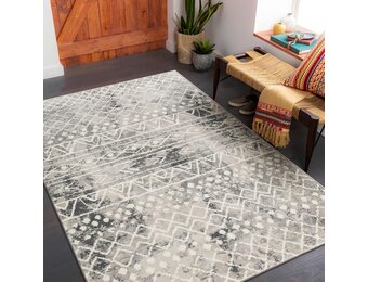 Carvapet Gangloper 90 x 150 cm Antislip Lange loper Keukentapijt Wasbaar Zacht Microvezel Geometrische Tribal Vloermat (Grijs)