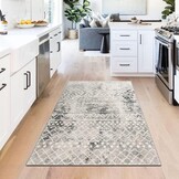 Carvapet Gangloper 90 x 150 cm Antislip Lange loper Keukentapijt Wasbaar Zacht Microvezel Geometrische Tribal Vloermat (Grijs)