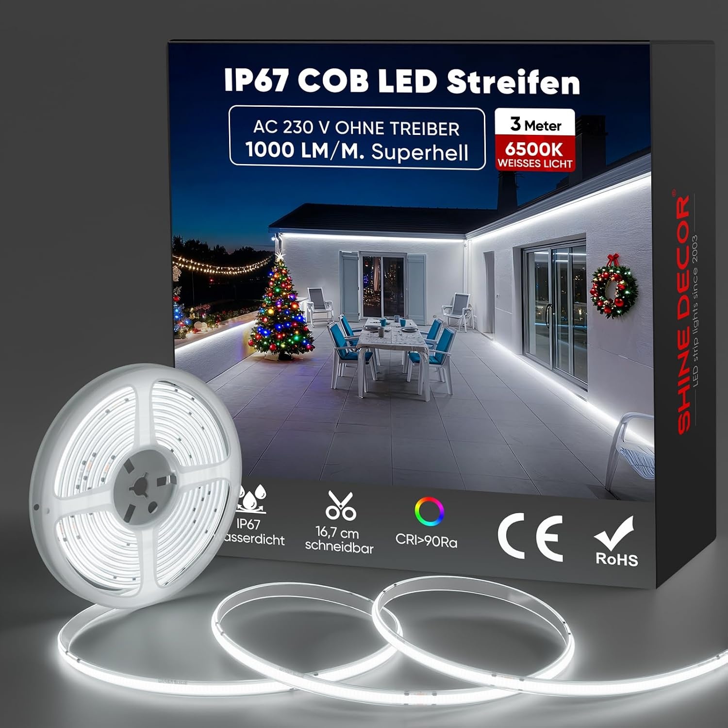 COB LED Strip 3m Koud Wit 6500K IP67 Waterdicht - 56% Korting