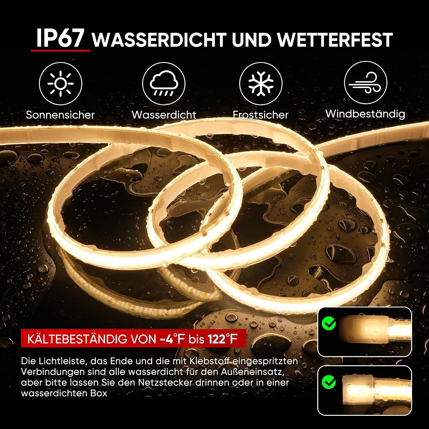 COB LED Strip 3m Koud Wit 6500K IP67 Waterdicht - 56% Korting