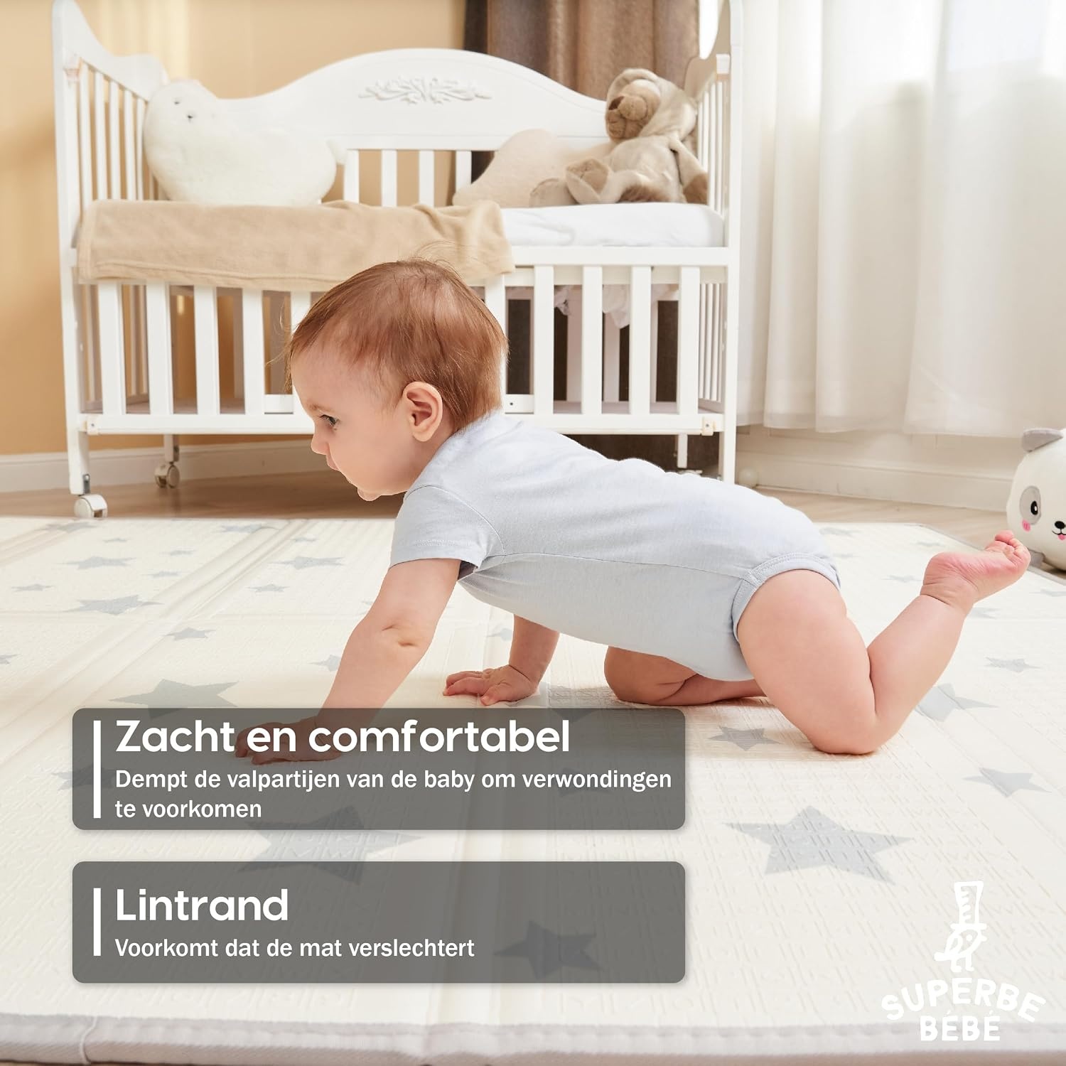 XXL Baby Speelmat 180x200cm - Dik Schuim, Omkeerbaar & Opvouwbaar
