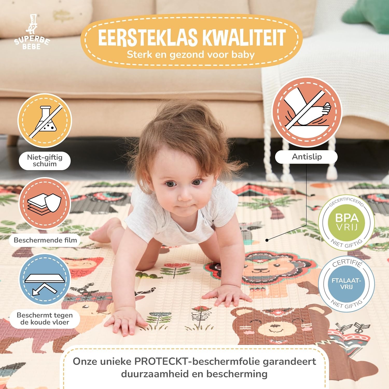 Baby Play Mat 180x200x1.5cm XXL Baby Gym Play Mat - Play Mat Baby - Baby Foam Mat - Reversible Foldable Foam Floor Mat - Baby Play Rug - Birth Gift - Crawling Mat Baby - Tummy Time