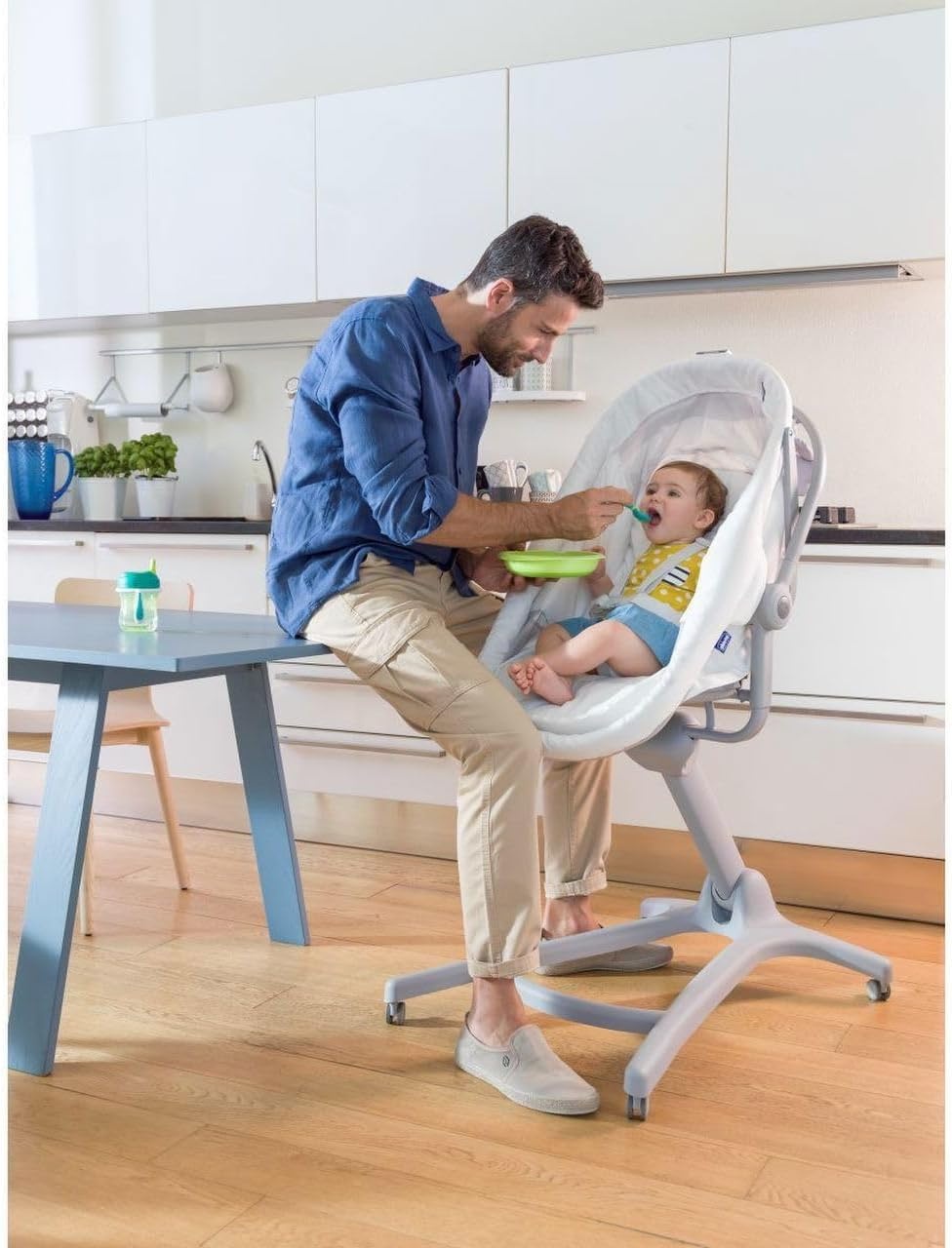 Maaltijdkit voor Baby Hug 4-in-1: Eetblad & Beschermhoes (Wit)