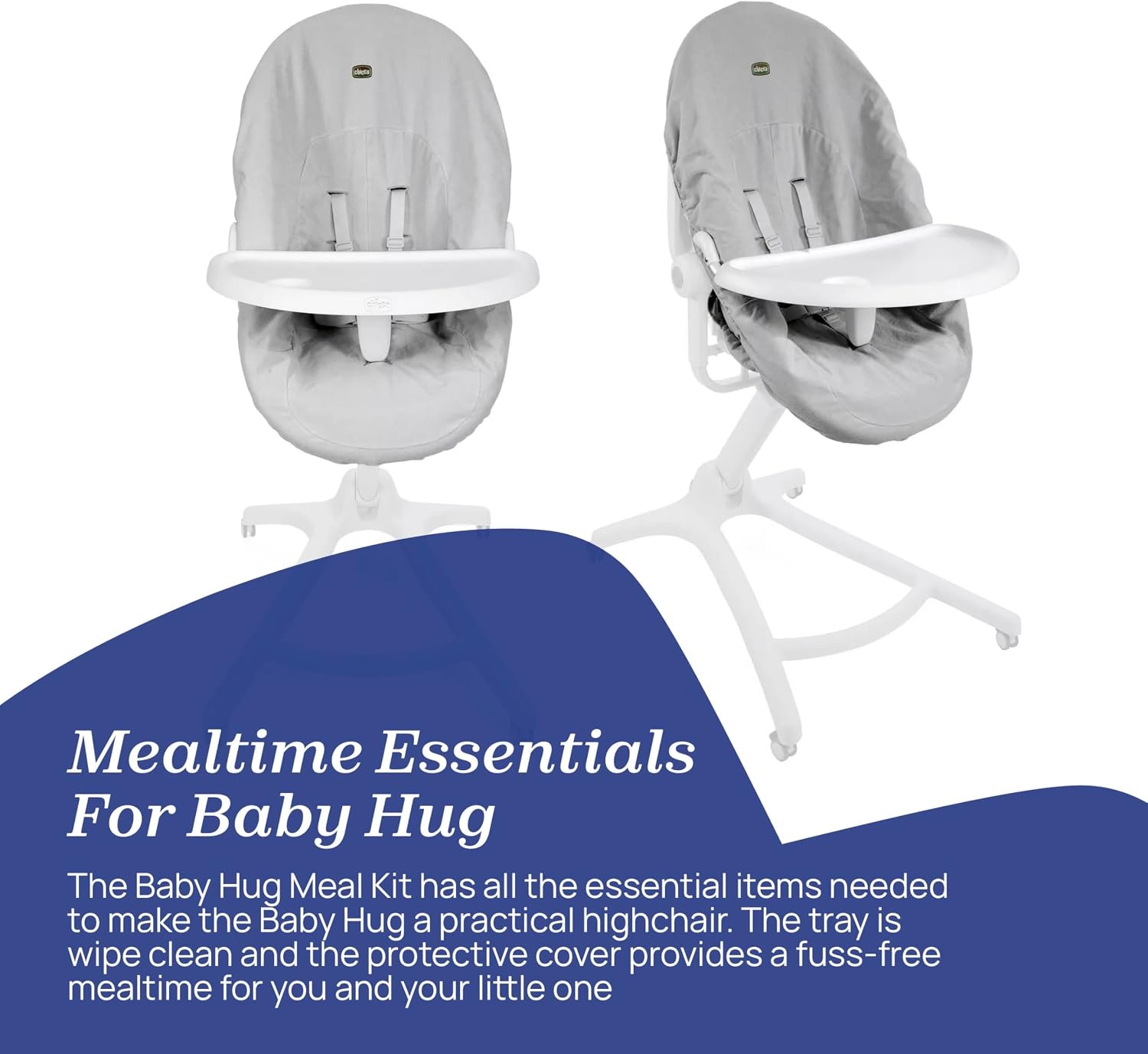 Maaltijdkit voor Baby Hug 4-in-1: Eetblad & Beschermhoes (Wit)