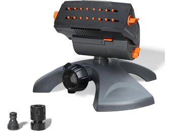 Diivoo Mini Turbo oscillerende gazonsproeier, 16 sproeiers, tuinsproeier met snelaansluiting en grote basis, watersproeier instelbare breedte, bereik en debiet, grijs