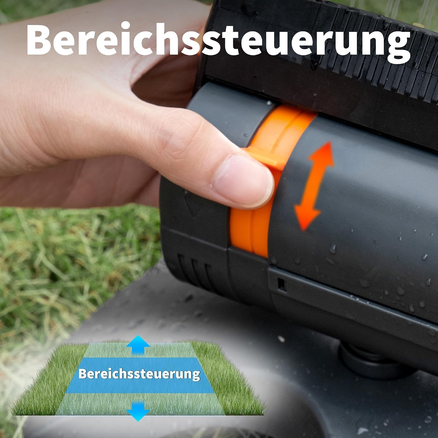 Diivoo Mini Turbo oscillerende gazonsproeier, 16 sproeiers, tuinsproeier met snelaansluiting en grote basis, watersproeier instelbare breedte, bereik en debiet, grijs