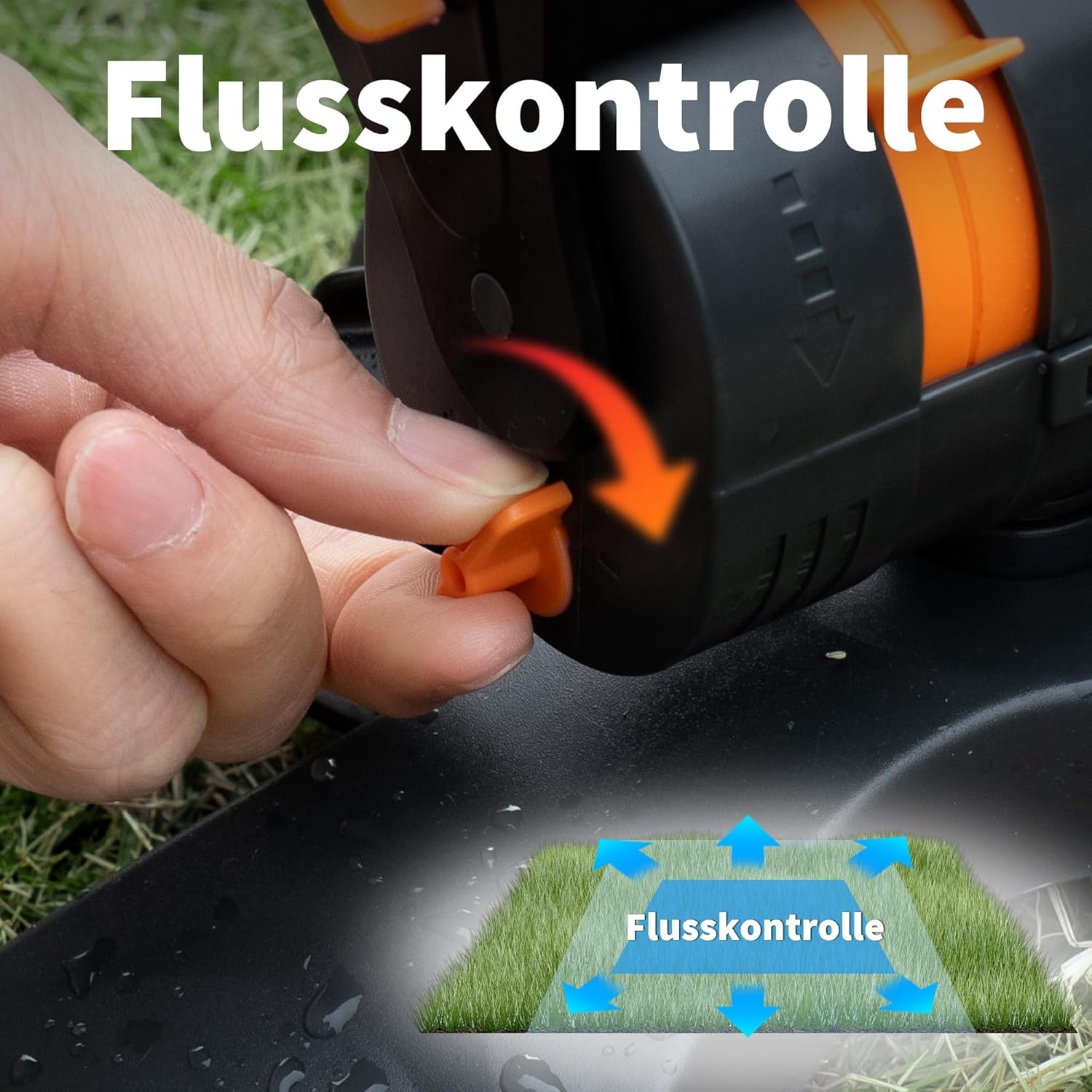 Diivoo Mini Turbo oscillerende gazonsproeier, 16 sproeiers, tuinsproeier met snelaansluiting en grote basis, watersproeier instelbare breedte, bereik en debiet, grijs
