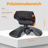 Diivoo Mini Turbo oscillerende gazonsproeier, 16 sproeiers, tuinsproeier met snelaansluiting en grote basis, watersproeier instelbare breedte, bereik en debiet, grijs