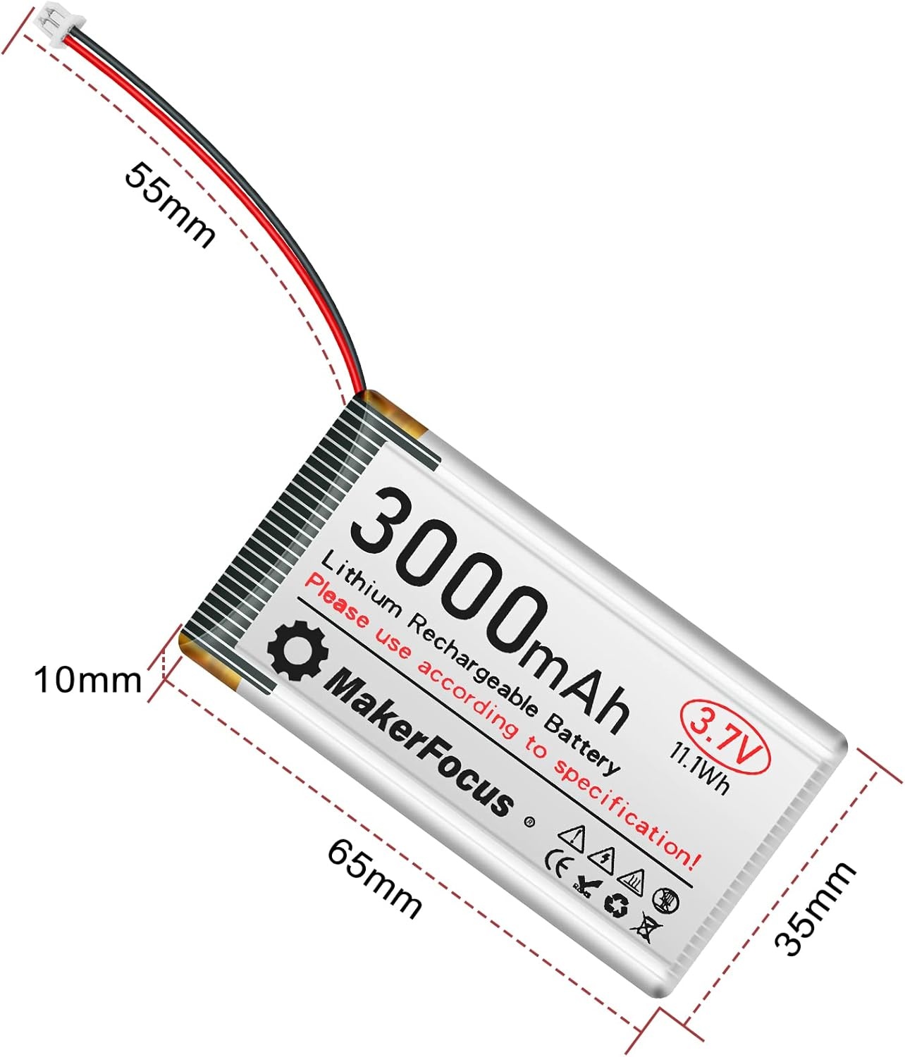 2x Oplaadbare LiPo Batterij 3,7V 3000mAh met Bescherming - 40% Korting