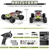 HAIBOXING Op afstand bestuurbare auto, 1/18 RC Car Hailstorm, 4WD All Terrain High Speed Racing Auto 36 kmh, 2,4 GHz RC Truck 4X4 Offroad waterdicht elektrisch aangedreven