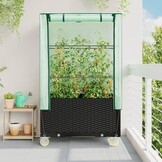 vidaXL Plantenbak verhoogd met hoes en wielen 80x50x182 cm rattanlook