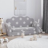 Kinderslaapbank 2-zits Sterren Pluche Lichtgrijs (34% Korting!)