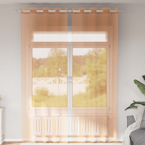 2x Gordijn Voile Terracotta (140x300cm) met Korting