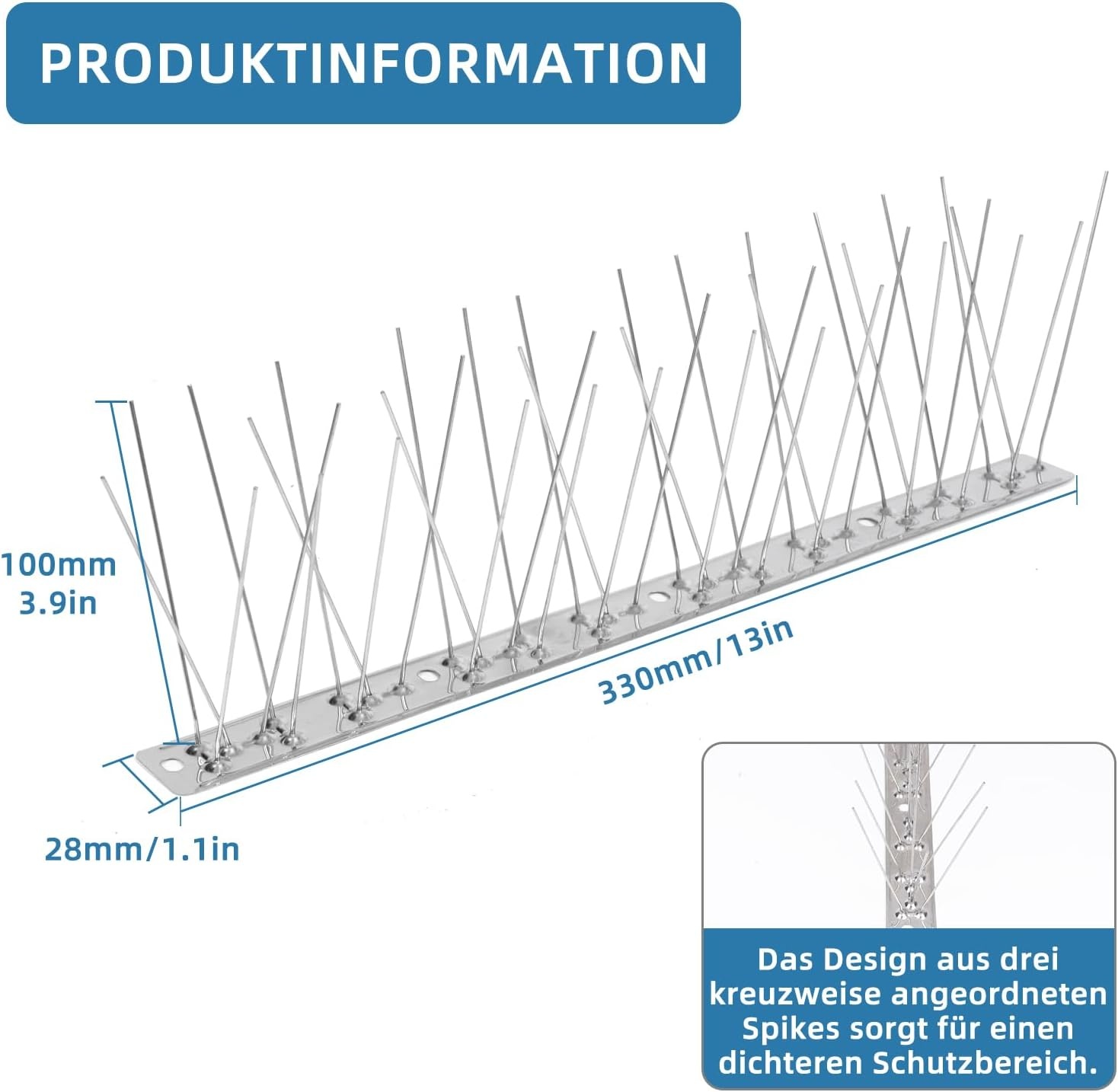 Vogelwering Spikes RVS - 10,56m - Diervriendelijk & Voorgemonteerd - 29% Korting