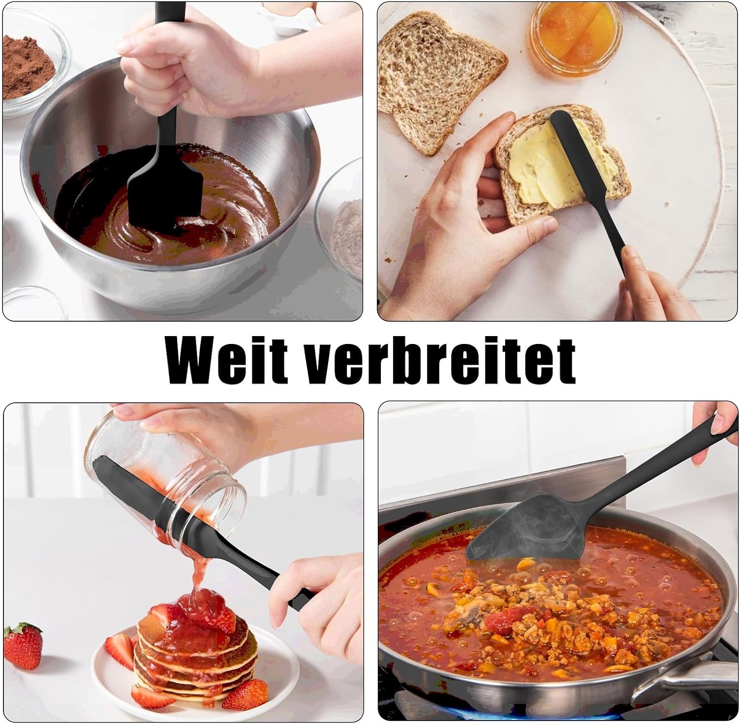 Siliconen Spatel & Deegschraper Set 3-delig Zwart | 39% Korting