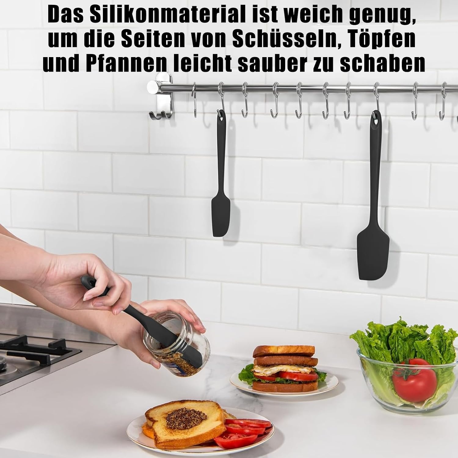Siliconen Spatel & Deegschraper Set 3-delig Zwart | 39% Korting