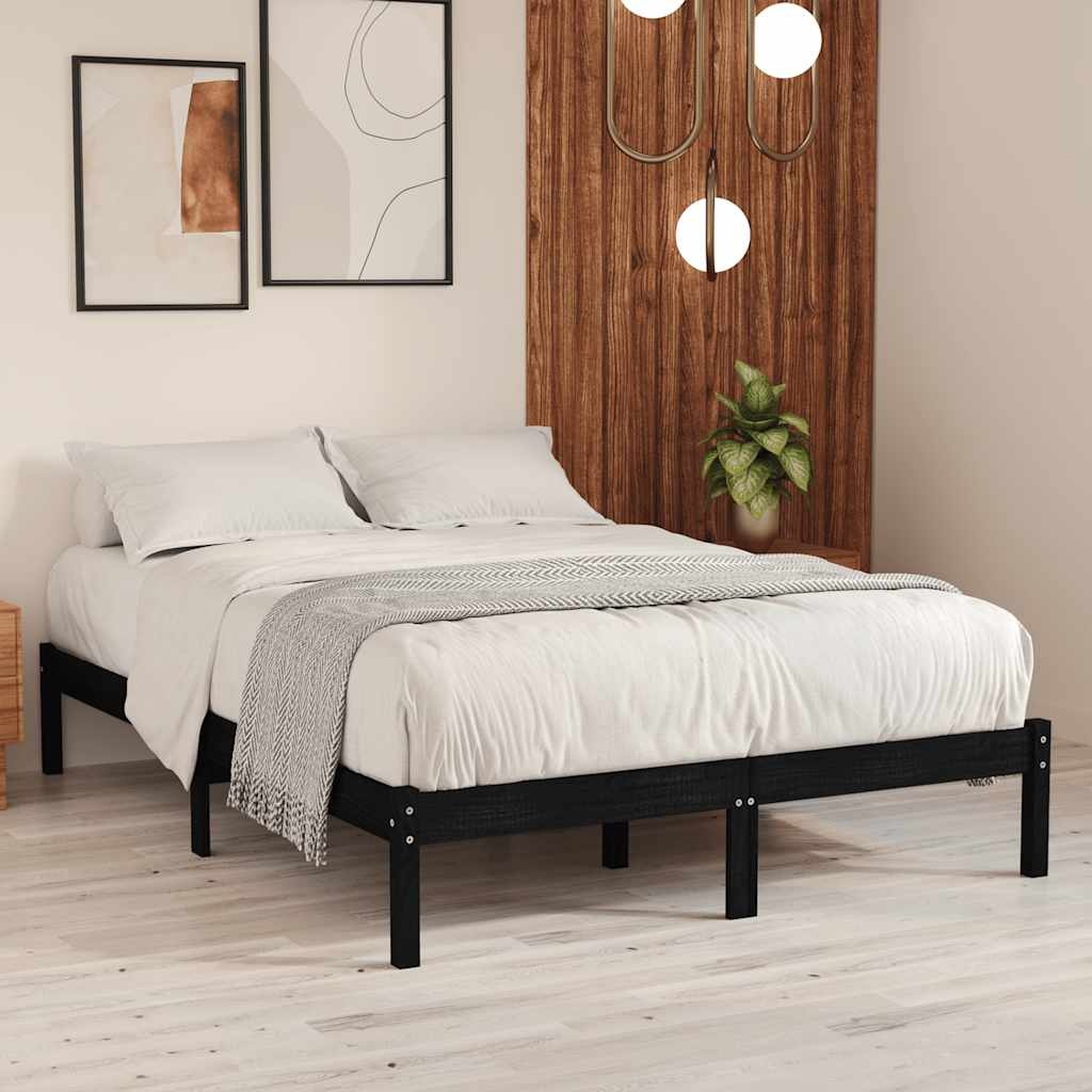 Massief Grenenhouten Bedframe - Zwart - 200x200cm - 53% Korting!