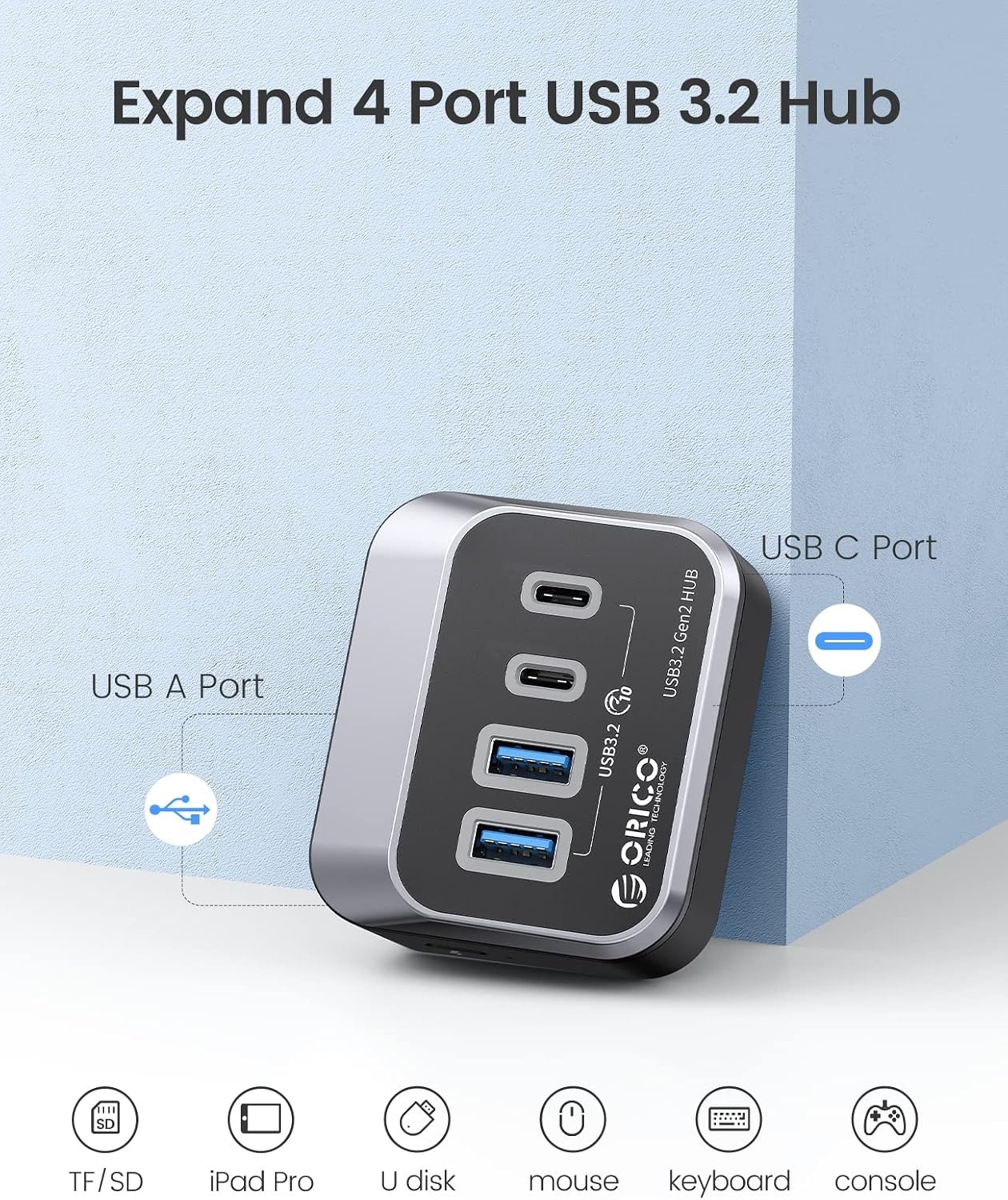 USB Hub 10Gbps met 4 Poorten (2x USB-C, 2x USB-A) - 59% Korting