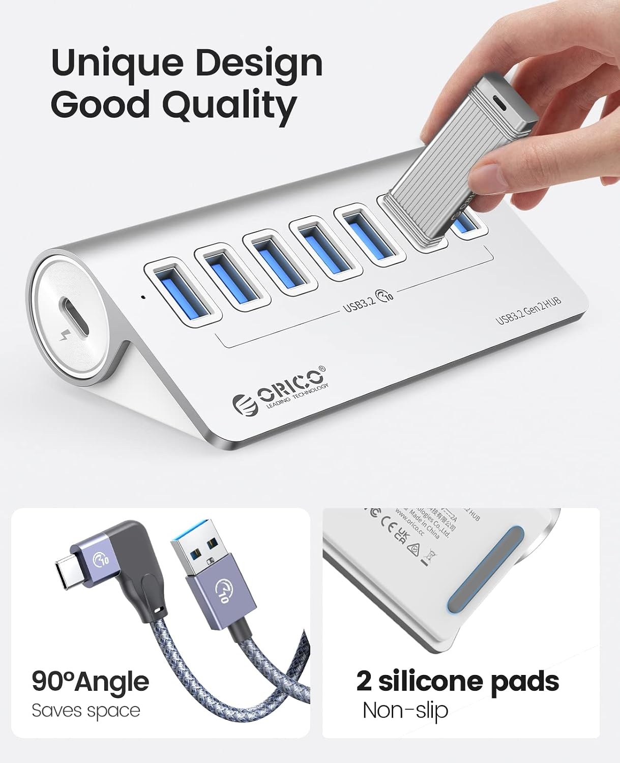 7-in-1 USB Hub 10Gbps - Aluminium - 1m Kabel - 34% Korting