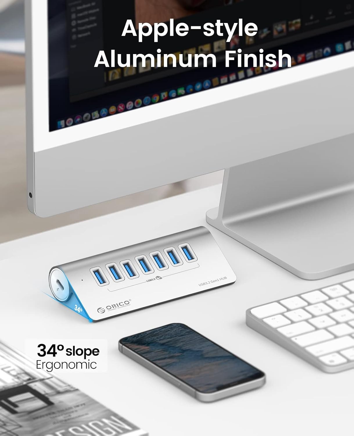 7-in-1 USB Hub 10Gbps - Aluminium - 1m Kabel - 34% Korting