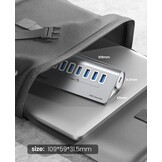 7-in-1 USB Hub 10Gbps - Aluminium - 1m Kabel - 34% Korting