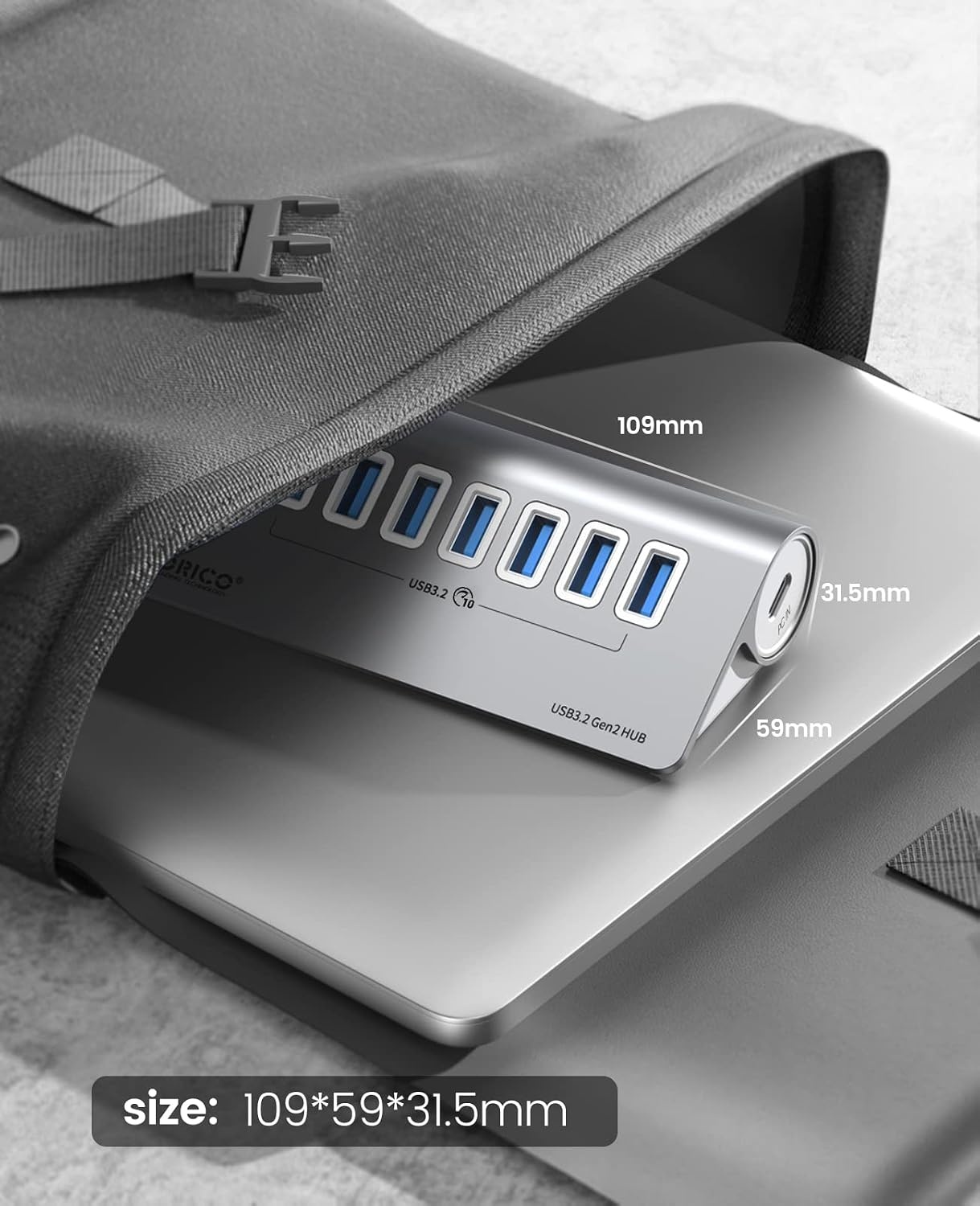7-in-1 USB Hub 10Gbps - Aluminium - 1m Kabel - 34% Korting