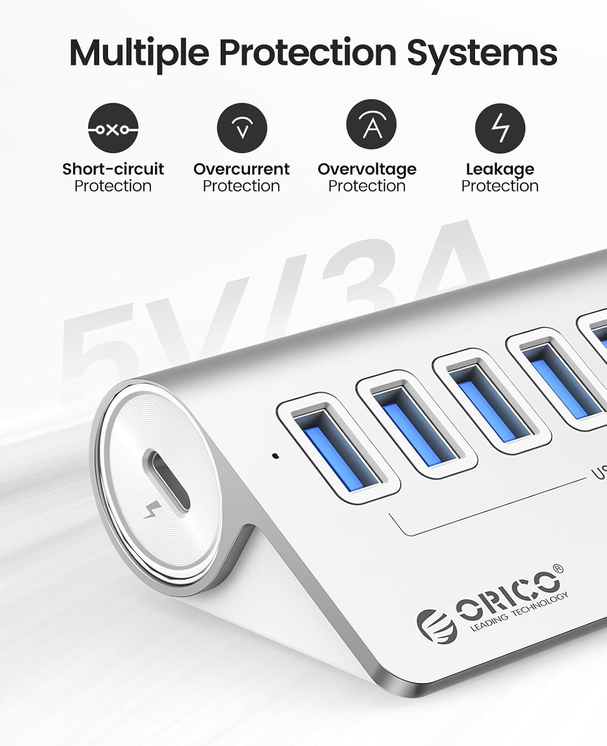 7-in-1 USB Hub 10Gbps - Aluminium - 1m Kabel - 34% Korting