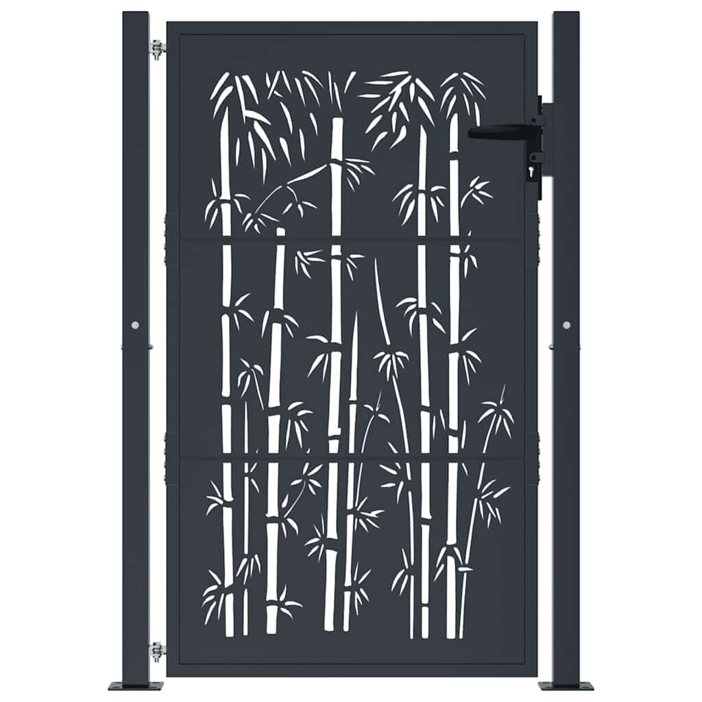 vidaXL Bamboe-design Poort Staal Antraciet 105x155 cm - 35% Korting