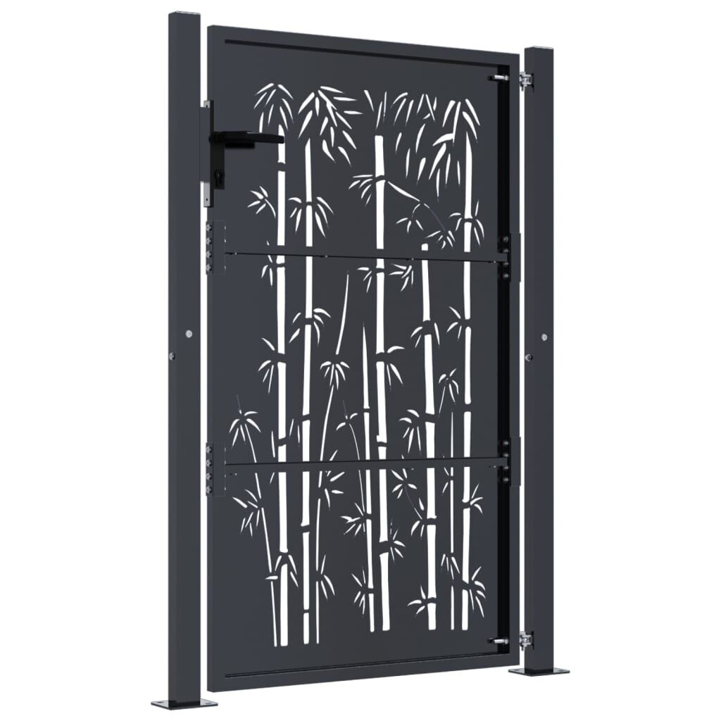 vidaXL Bamboe-design Poort Staal Antraciet 105x155 cm - 35% Korting