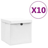 vidaXL Opbergboxen met Deksel (10 stuks) - 28x28x28 cm Wit - 34% Korting