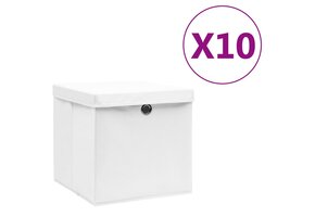 Opbergboxen met Deksel (10 stuks) - 28x28x28 cm Wit - 46% Korting