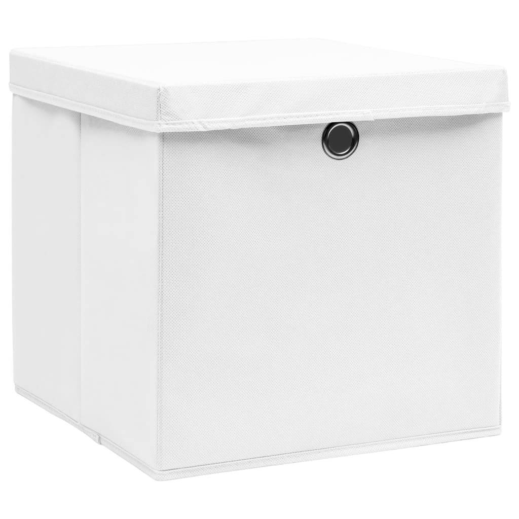 vidaXL Opbergboxen met Deksel (10 stuks) - 28x28x28 cm Wit - 34% Korting