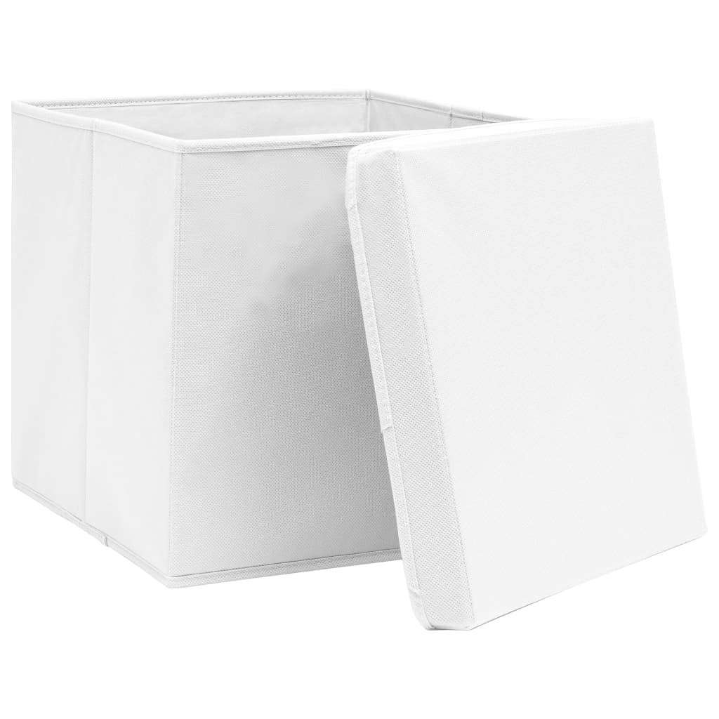 vidaXL Opbergboxen met Deksel (10 stuks) - 28x28x28 cm Wit - 34% Korting