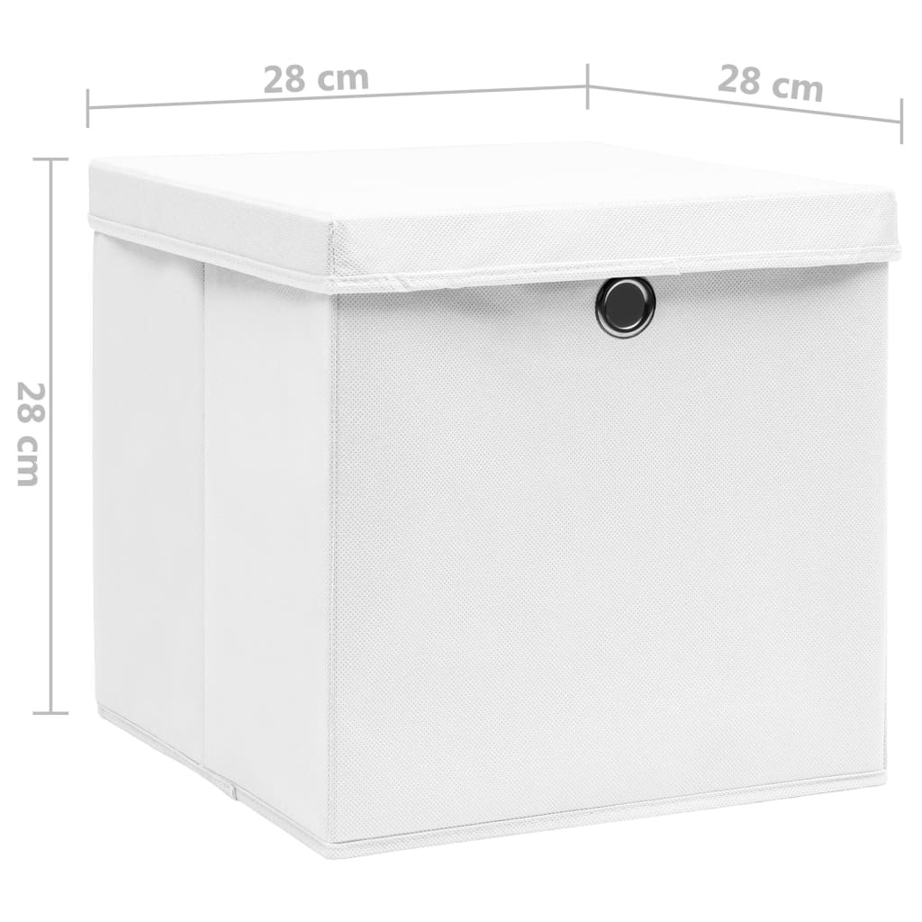 vidaXL Opbergboxen met Deksel (10 stuks) - 28x28x28 cm Wit - 34% Korting