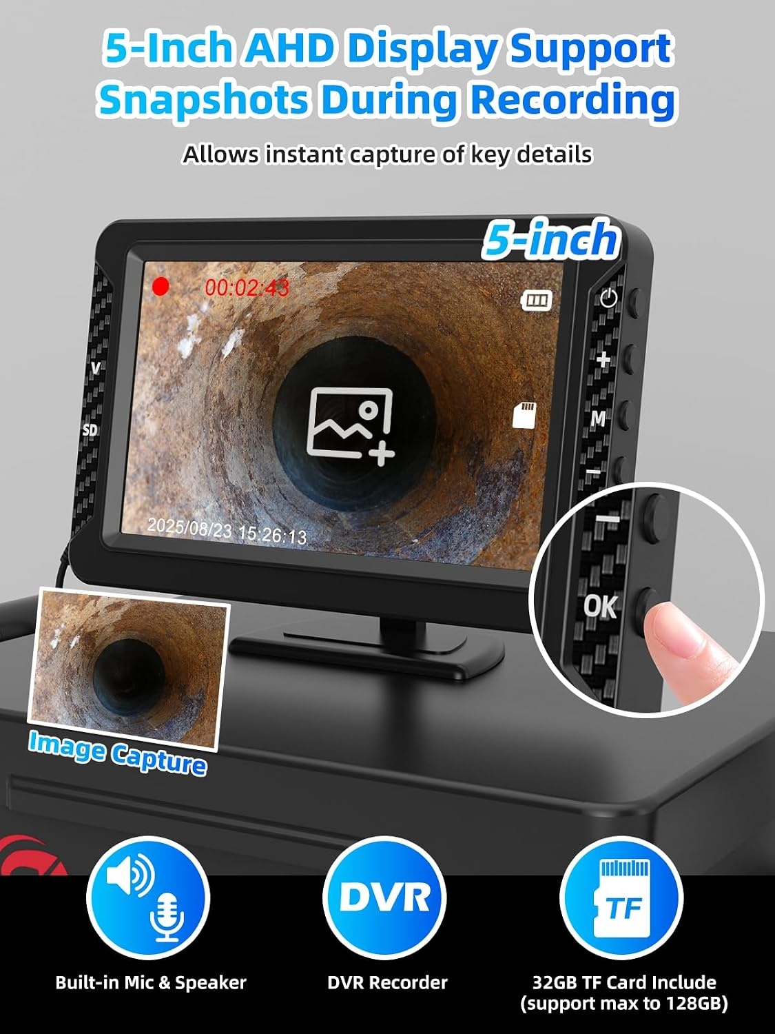 30% Korting: Buisinspectiecamera Riool met 30m Kabel & HD Scherm