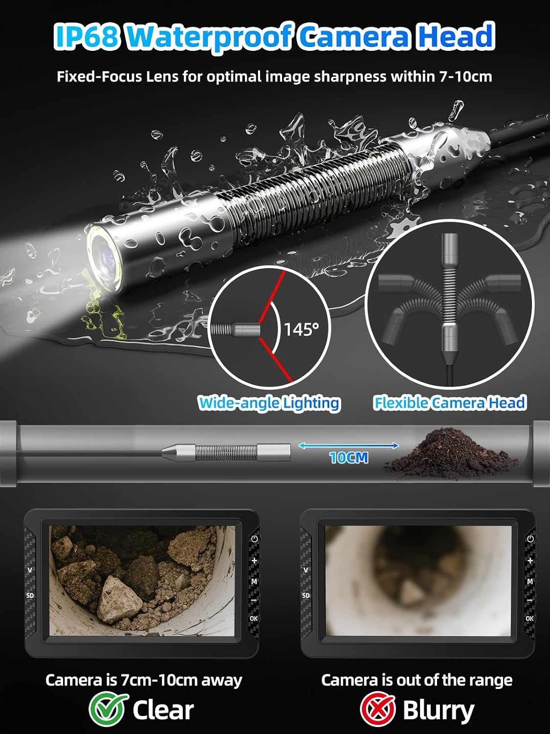 30% Korting: Buisinspectiecamera Riool met 30m Kabel & HD Scherm