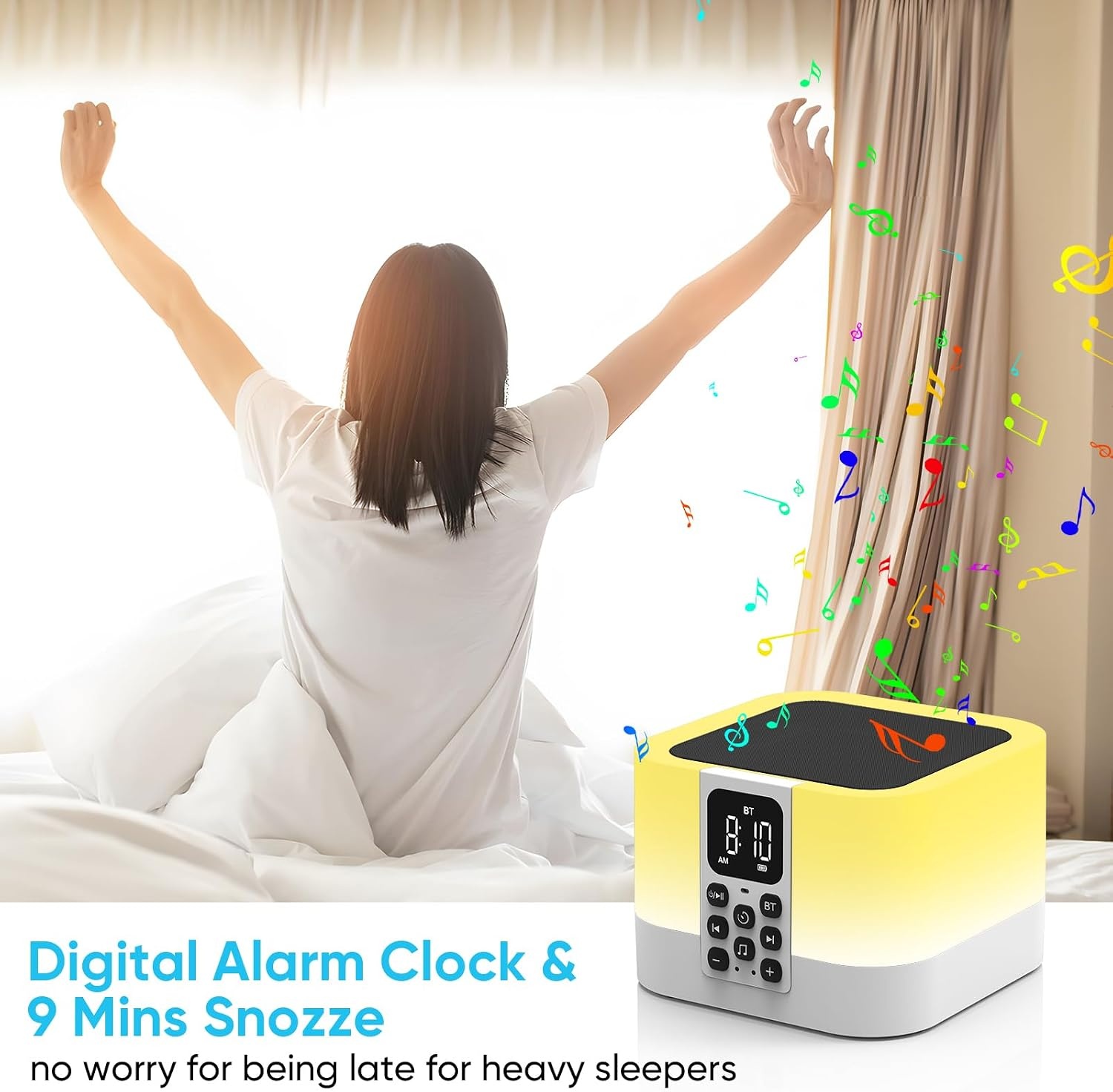 Draagbare Bluetooth Speaker 4-in-1 | Nachtlampje & Wekker met Witte Ruis | 57% Korting