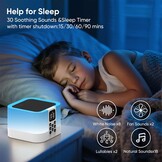 Draagbare Bluetooth Speaker 4-in-1 | Nachtlampje & Wekker met Witte Ruis | 57% Korting