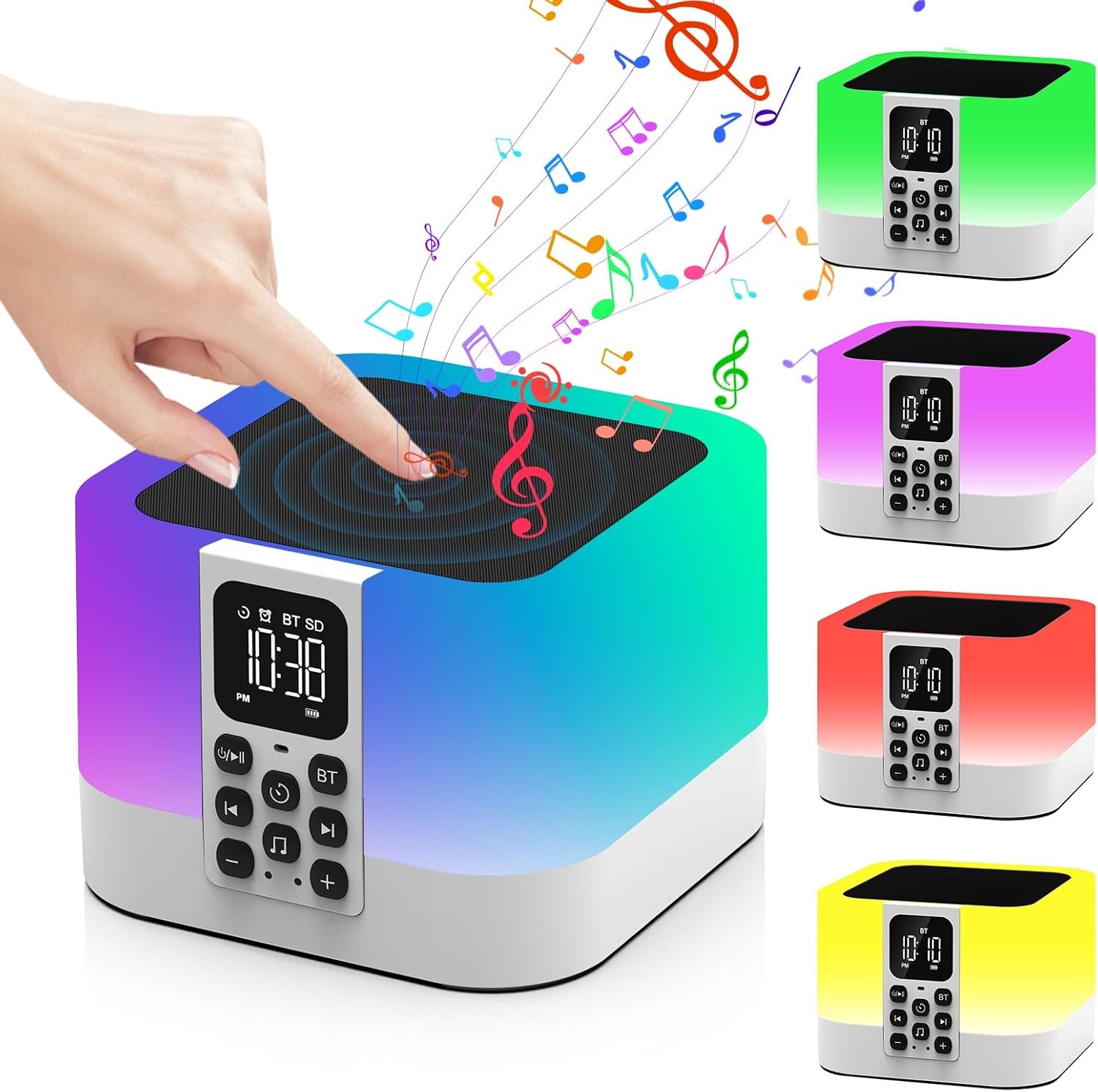 Draagbare Bluetooth Speaker 4-in-1 | Nachtlampje & Wekker met Witte Ruis | 57% Korting