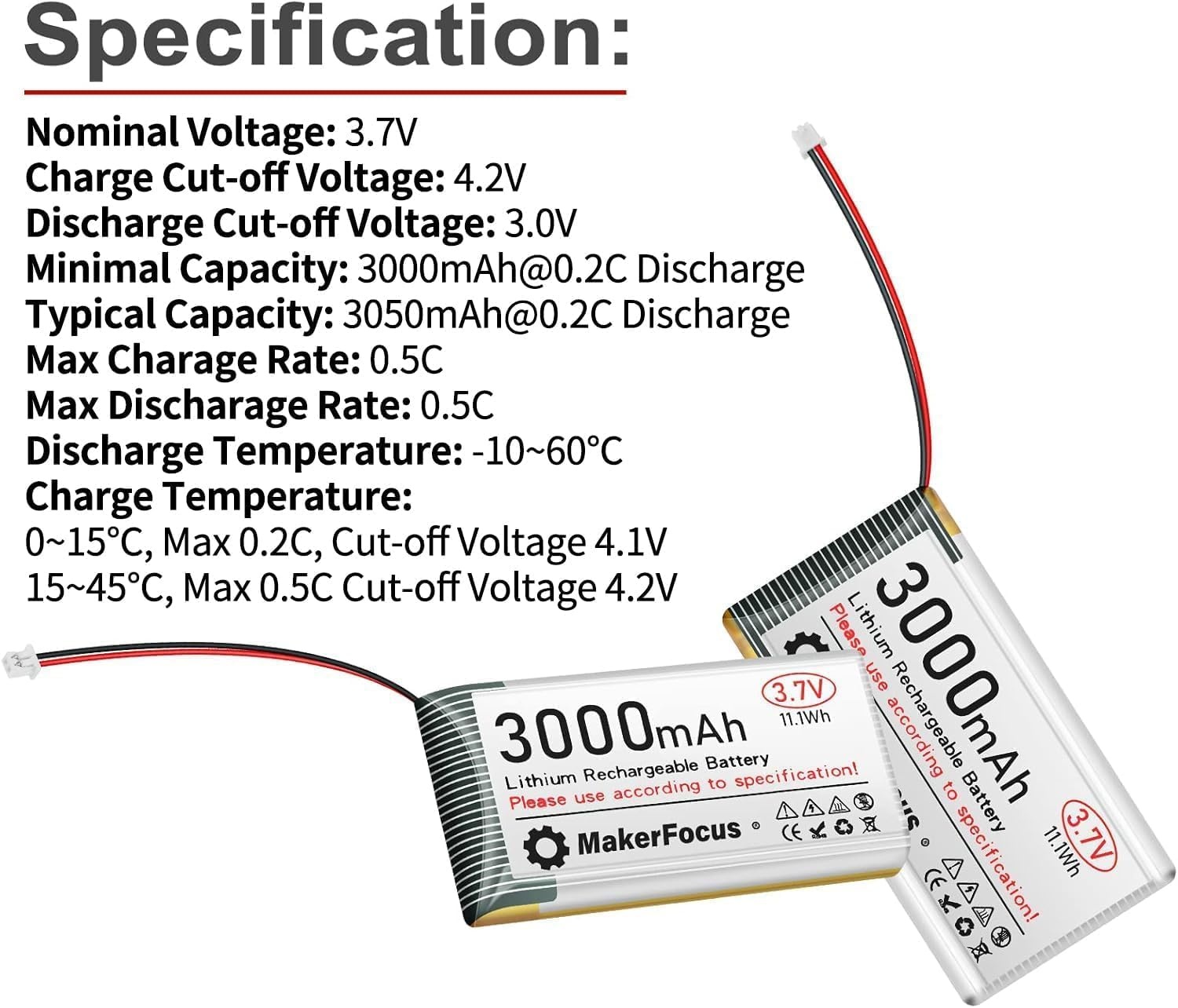 2x 3000mAh Lithium Polymeer Batterij voor ESP32 (3,7V) | 40% Korting