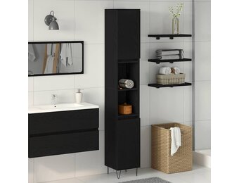 Badkamerkast Zwart Eiken 30x30x190cm - 59% Korting