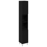 Badkamerkast Zwart Eiken 30x30x190cm - 59% Korting
